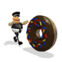 police rolling a doughnut